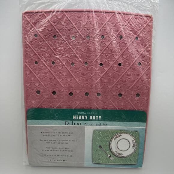 Vintage Dura Kleen Heavy Duty Rubber Sink Mat Shell Design Pink 12x15" 2003 - Picture 1 of 7